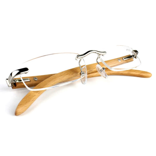 Wooden Rimless Eyeglasses For Unisex